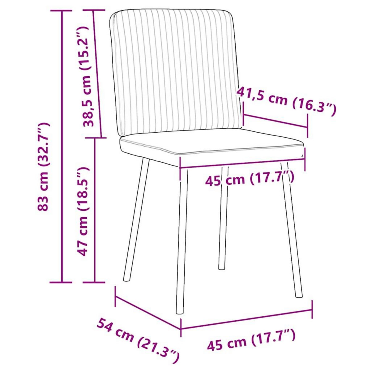 VIDAXL Chaises a manger lot de 4 Bleu Velours