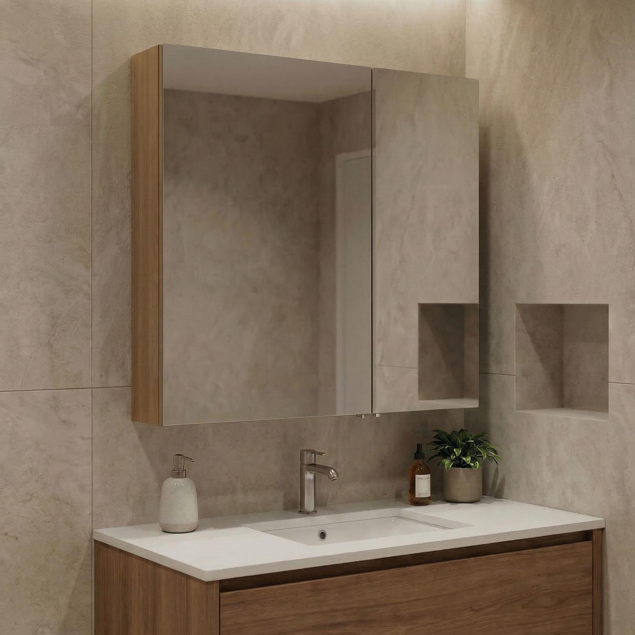 Voir la diapositive 2 : Habitat et Jardin Meuble Salle de Bain avec Miroir  Purus Desna 60  - 60 x 16 x 66 cm - Sonomo Oak