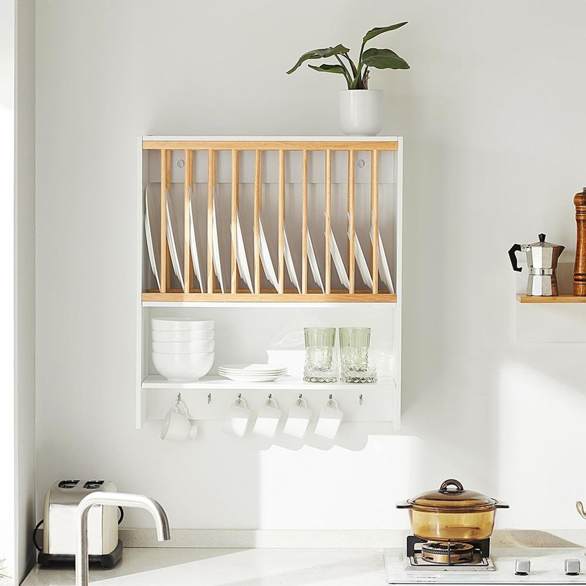 SOBUY Égouttoir à Assiettes Mural Blanc 64x24x71cm KCR09-W