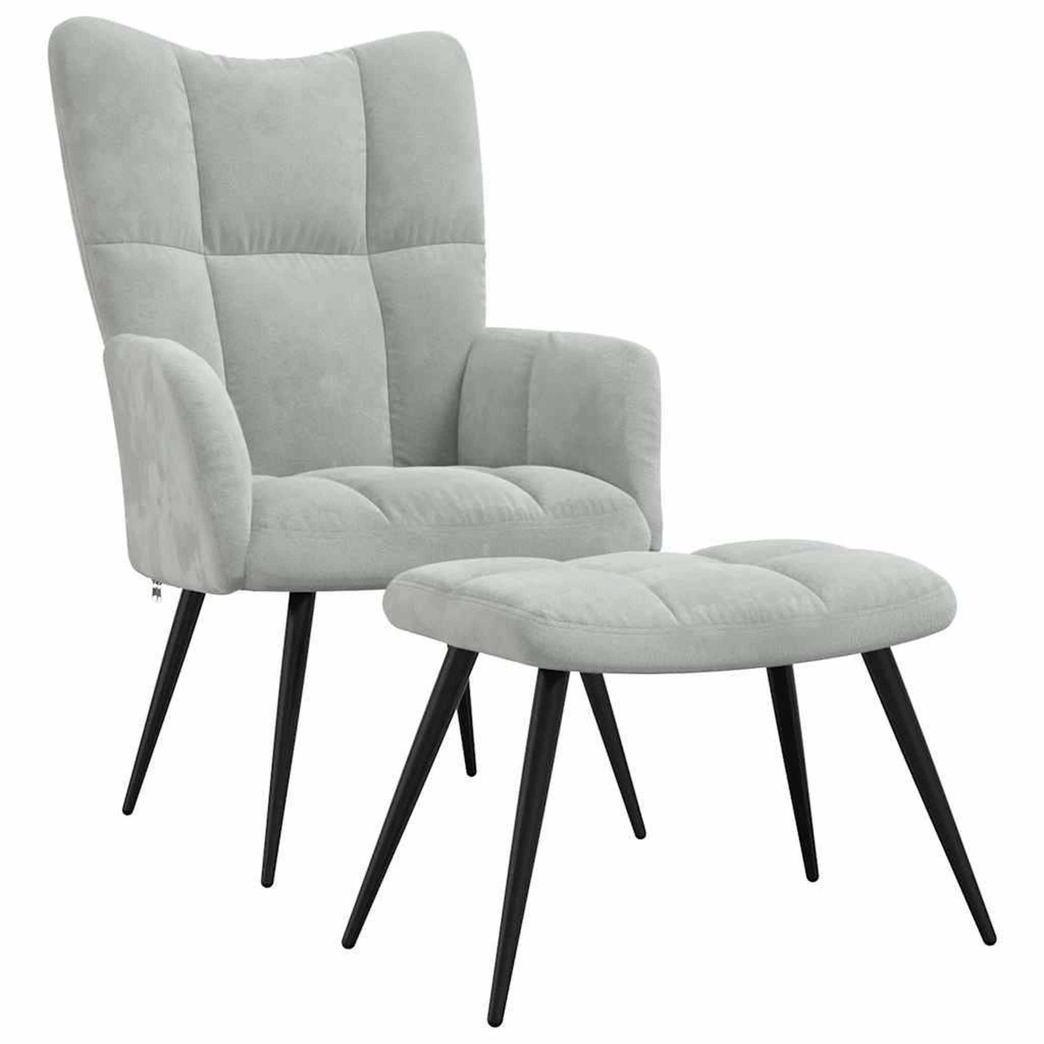 Voir la diapositive 2 : VIDAXL Chaise de relaxation avec tabouret Gris clair Velours