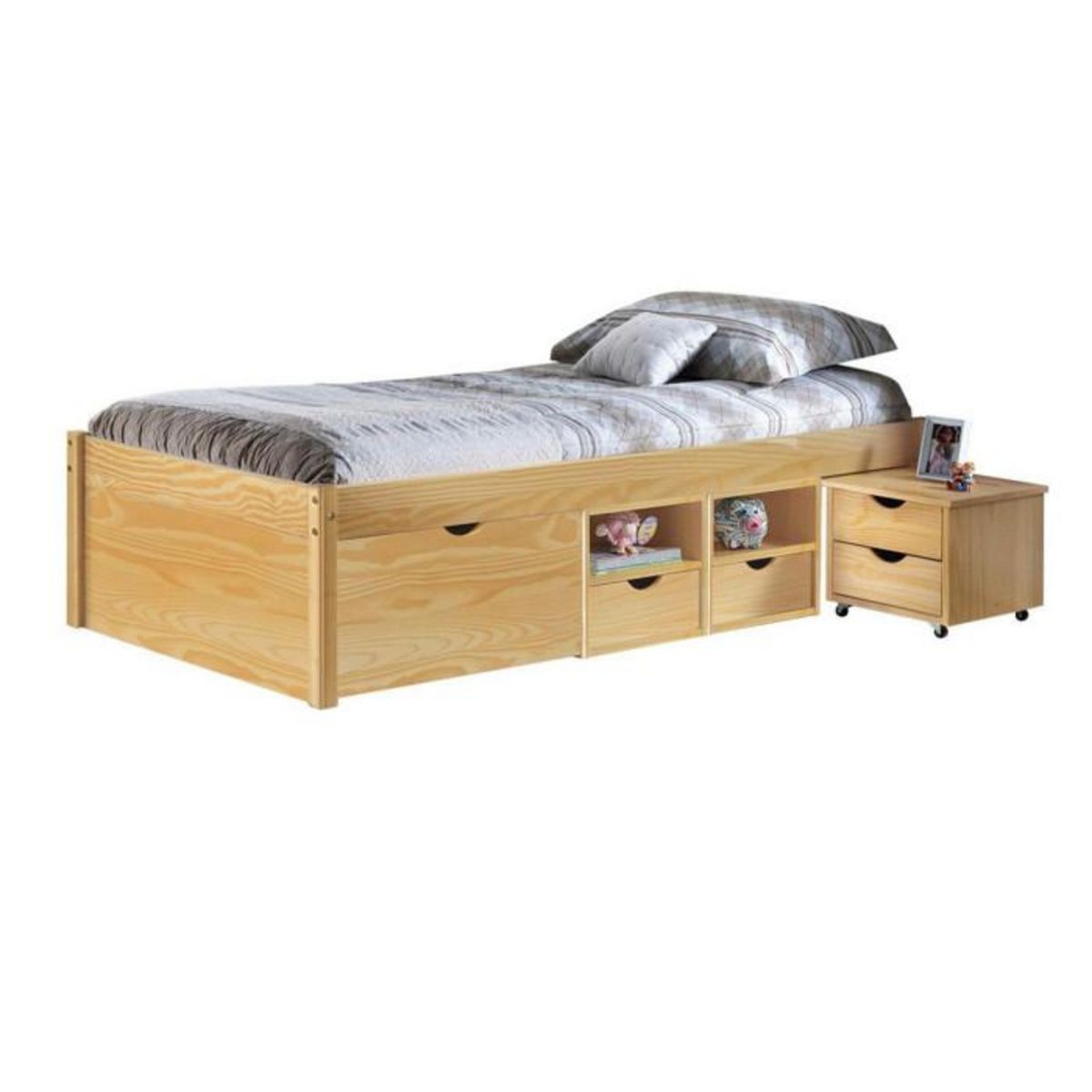 Paris Prix Lit Enfant Multi-Rangements  Clark  90x200cm Naturel
