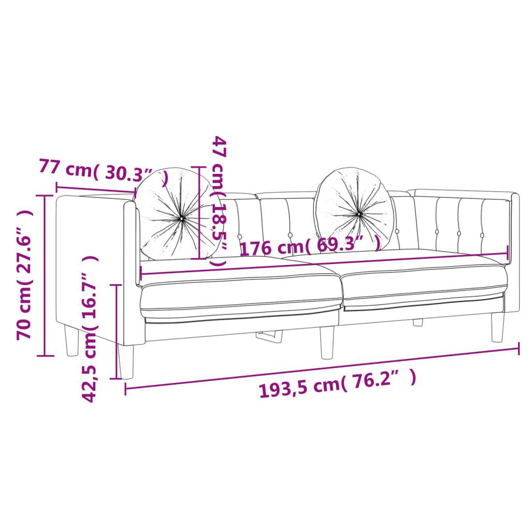 Voir la diapositive 6 : VIDAXL Canape avec coussins 3 places rose velours