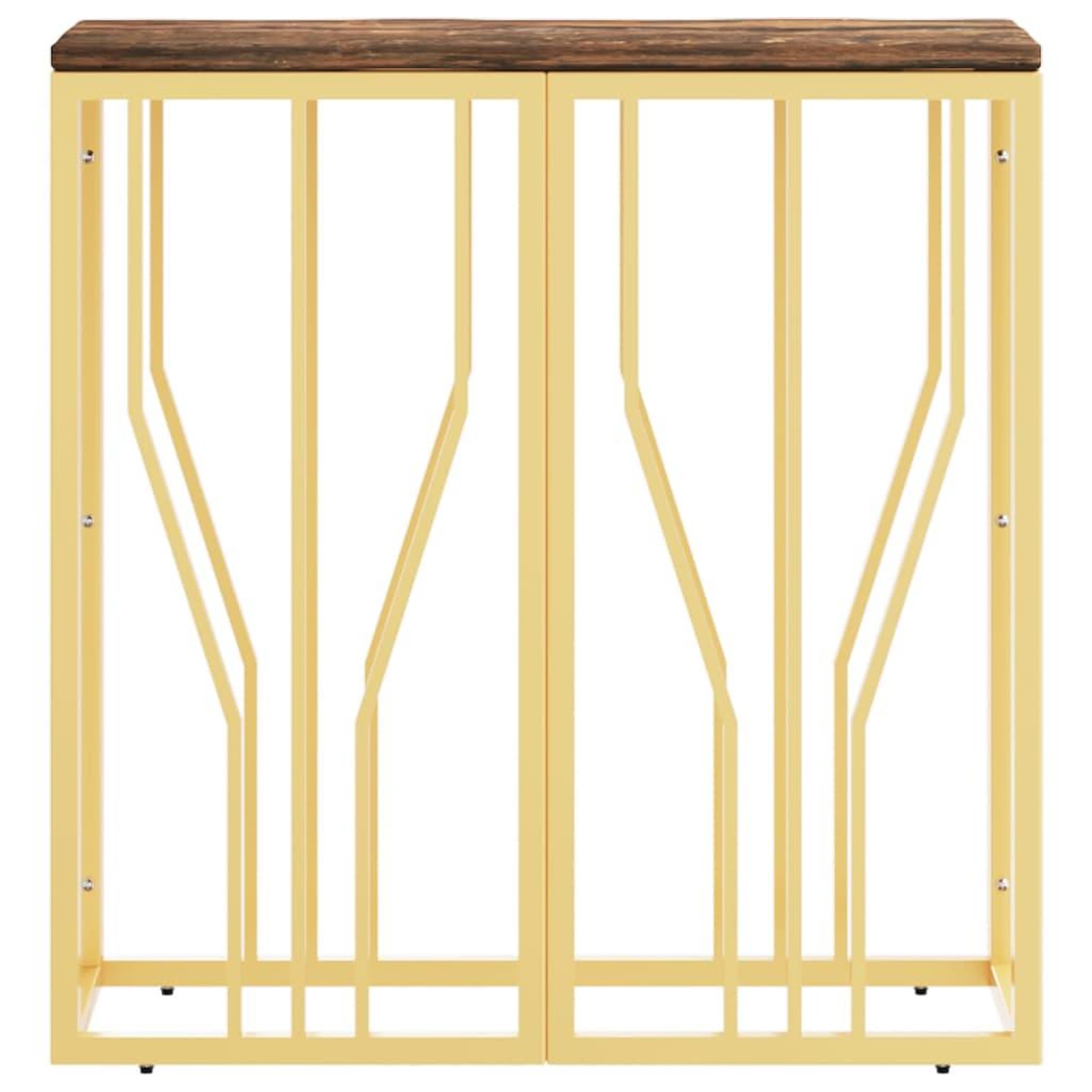 Voir la diapositive 3 : VIDAXL Table console dore acier inoxydable et bois massif recuperation