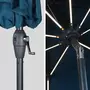 SWEEEK Parasol LED Ø 2,7m Helios , mât central, lumière intégrée et manivelle d'ouverture