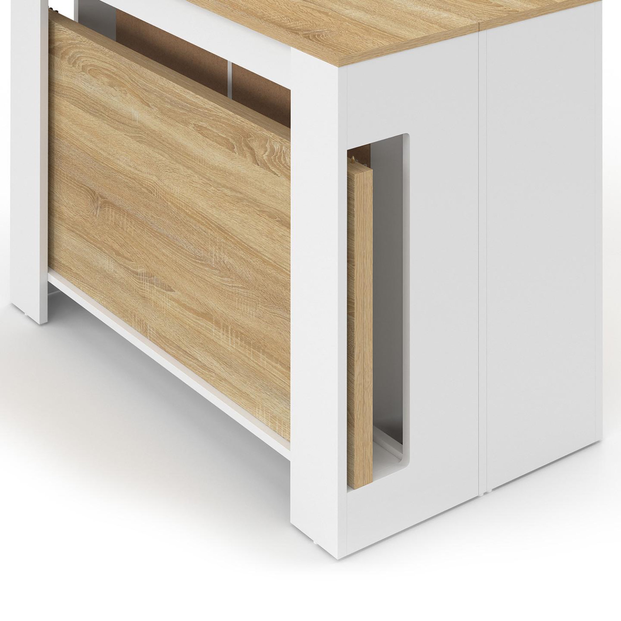 Voir la diapositive 6 : ID MARKET Table buffet extensible orlando 6 personnes 140 cm bois blanc façon hêtre