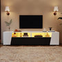 Voir la diapositive 2 : MERAX Meuble tv blanc+noir 180 cm led mdf