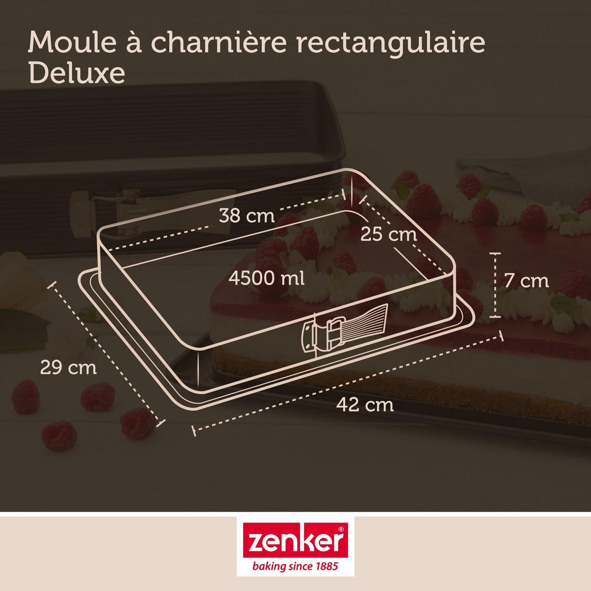 ZENKER Ensemble de 2 Moules à charnière rectangulaire en acier émaillé et sa spatule 42 x 29 cm Zenker Deluxe