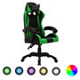 Voir la diapositive 1 : VIDAXL Fauteuil de jeux video avec LED RVB Vert et noir Similicuir