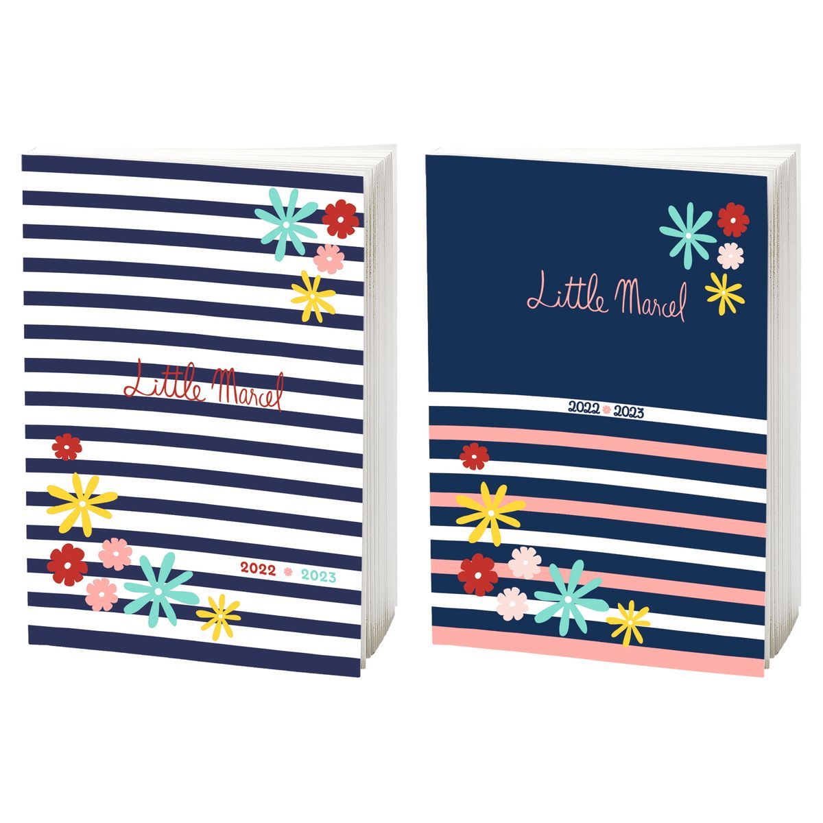 little marcel Agenda scolaire journalier 12x17cm Marinière bleu 2022-2023