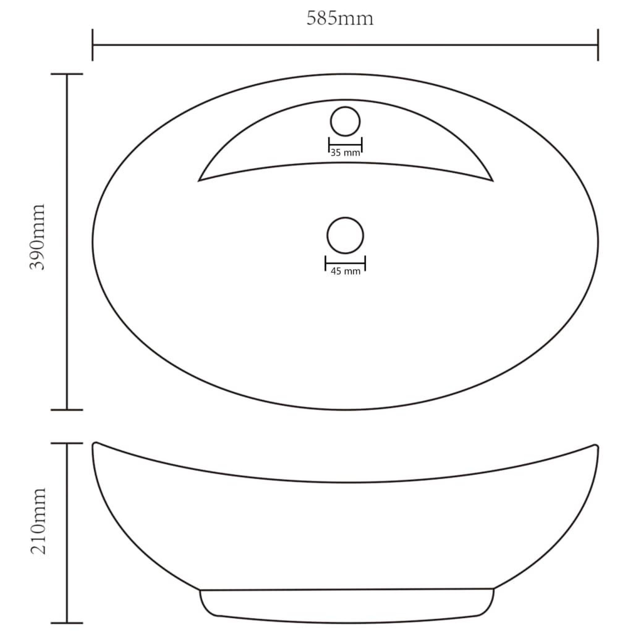 Voir la diapositive 6 : VIDAXL Lavabo ovale de luxe a trop-plein Rose mat 58,5x39 cm Ceramique
