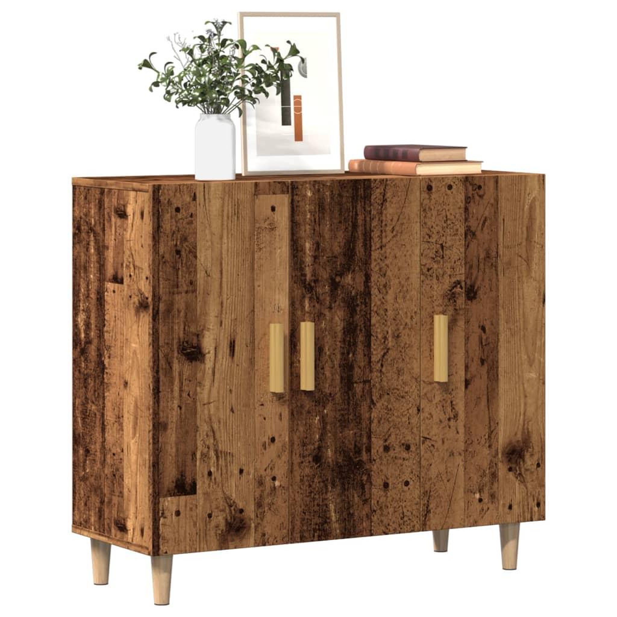 Voir la diapositive 1 : VIDAXL Buffet vieux bois 90x34x80 cm bois d'ingenierie