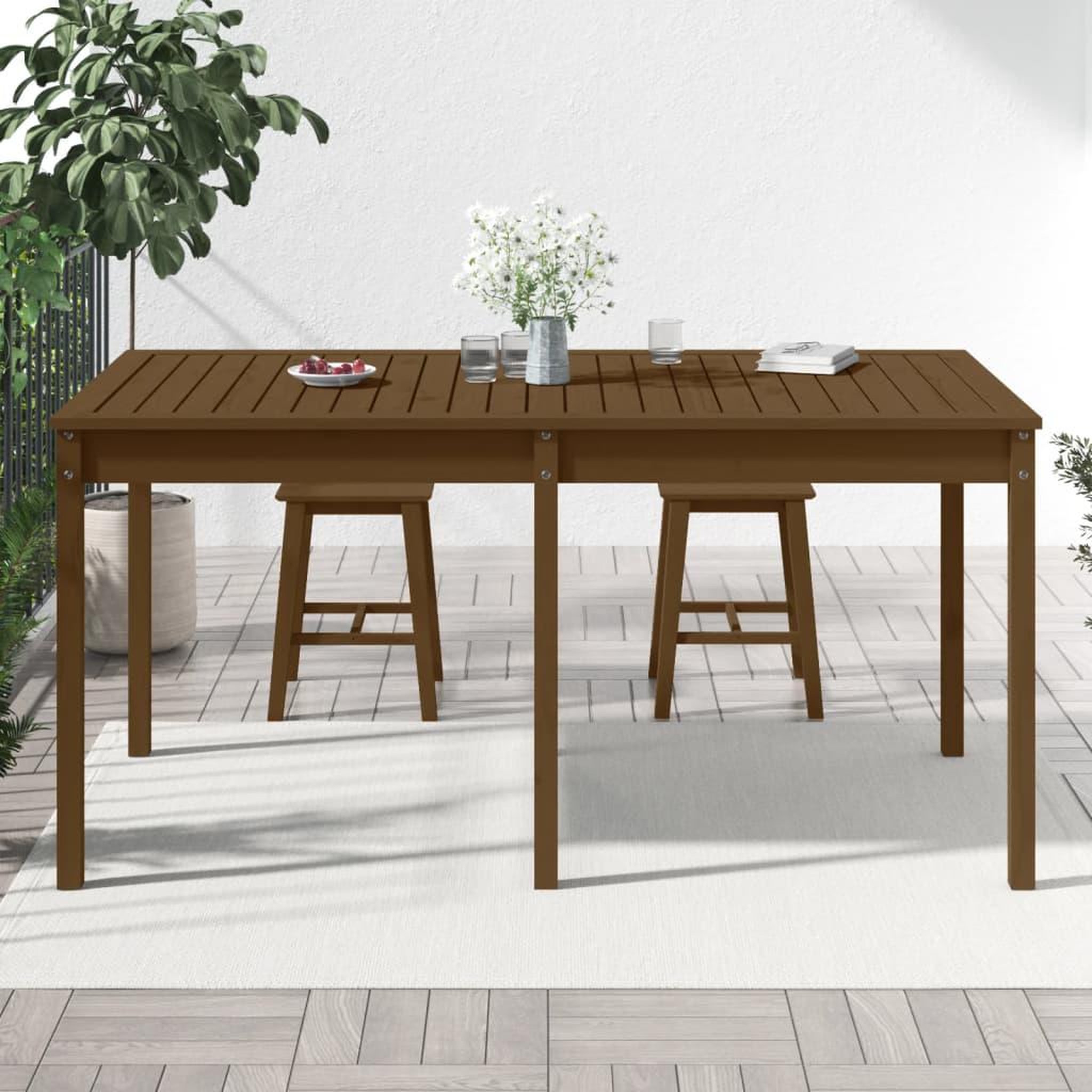 Voir la diapositive 3 : VIDAXL Table de jardin marron miel 159,5x82,5x76 cm bois massif de pin
