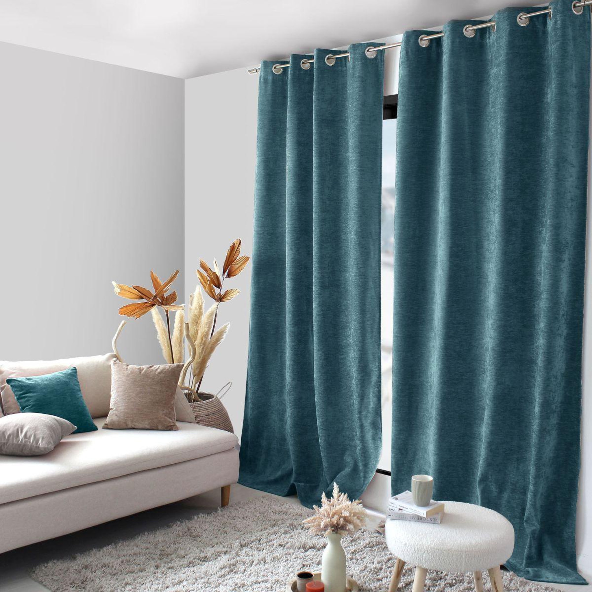 Voir la diapositive 5 : ENJOY HOME Rideau thermique occultant  velvet  140x260cm bleu canard