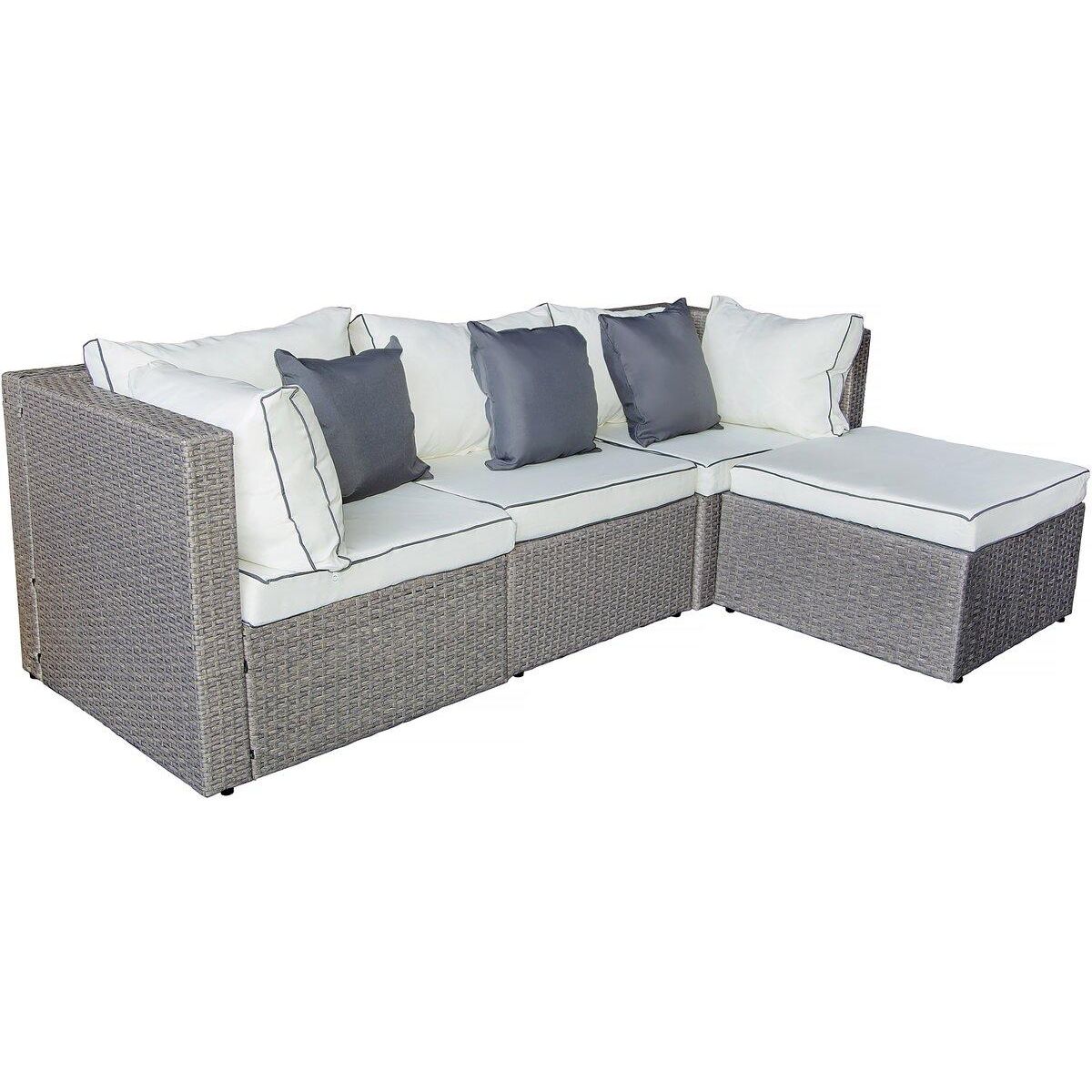 Habitat et Jardin Salon de jardin bas en résine tressée  Kuba  - 3 places - Gris