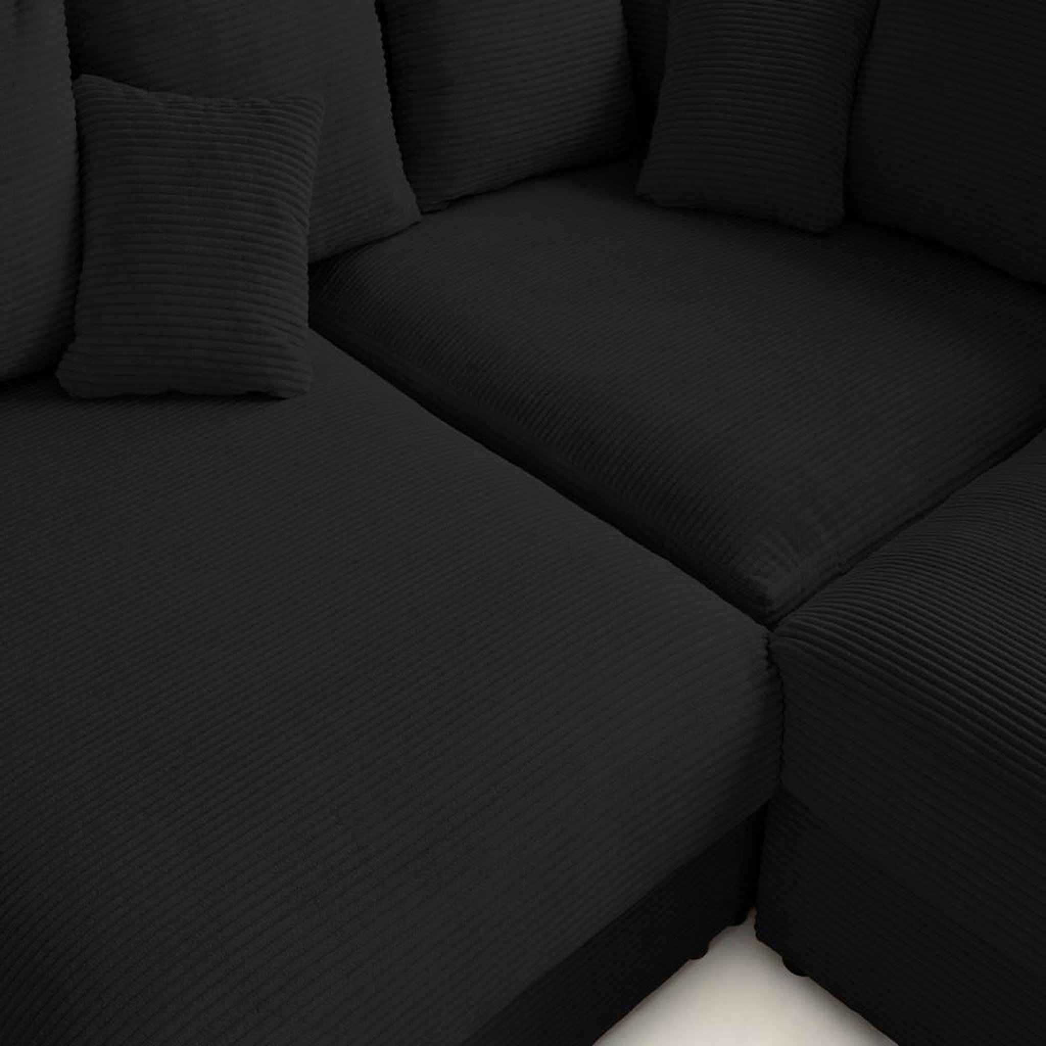 Voir la diapositive 6 : LISA DESIGN Aspen - canapé d'angle réversible 5 places - assise profonde - en velours côtelé