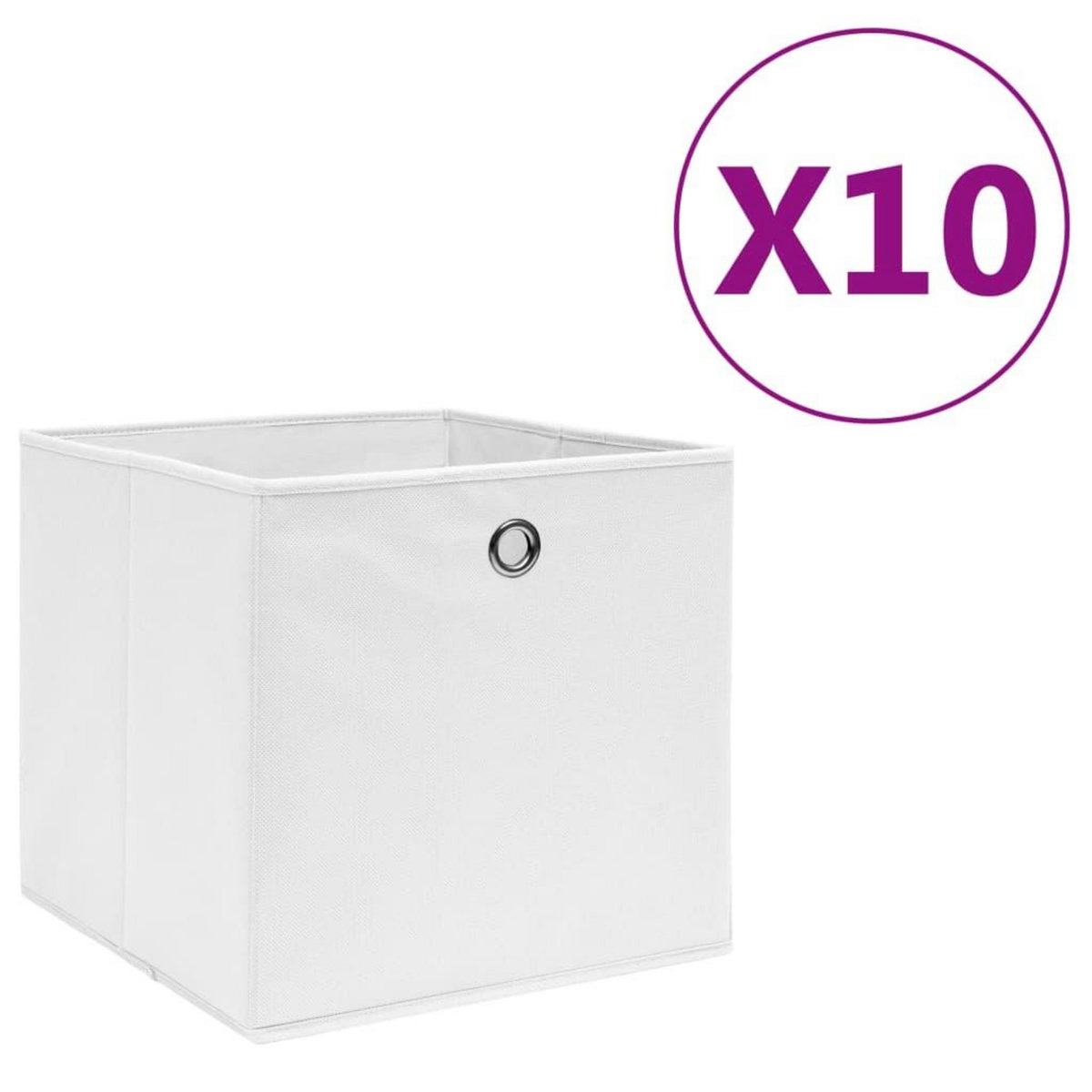 VIDAXL Boîtes de rangement 10 pcs Tissu intisse 28x28x28 cm Blanc