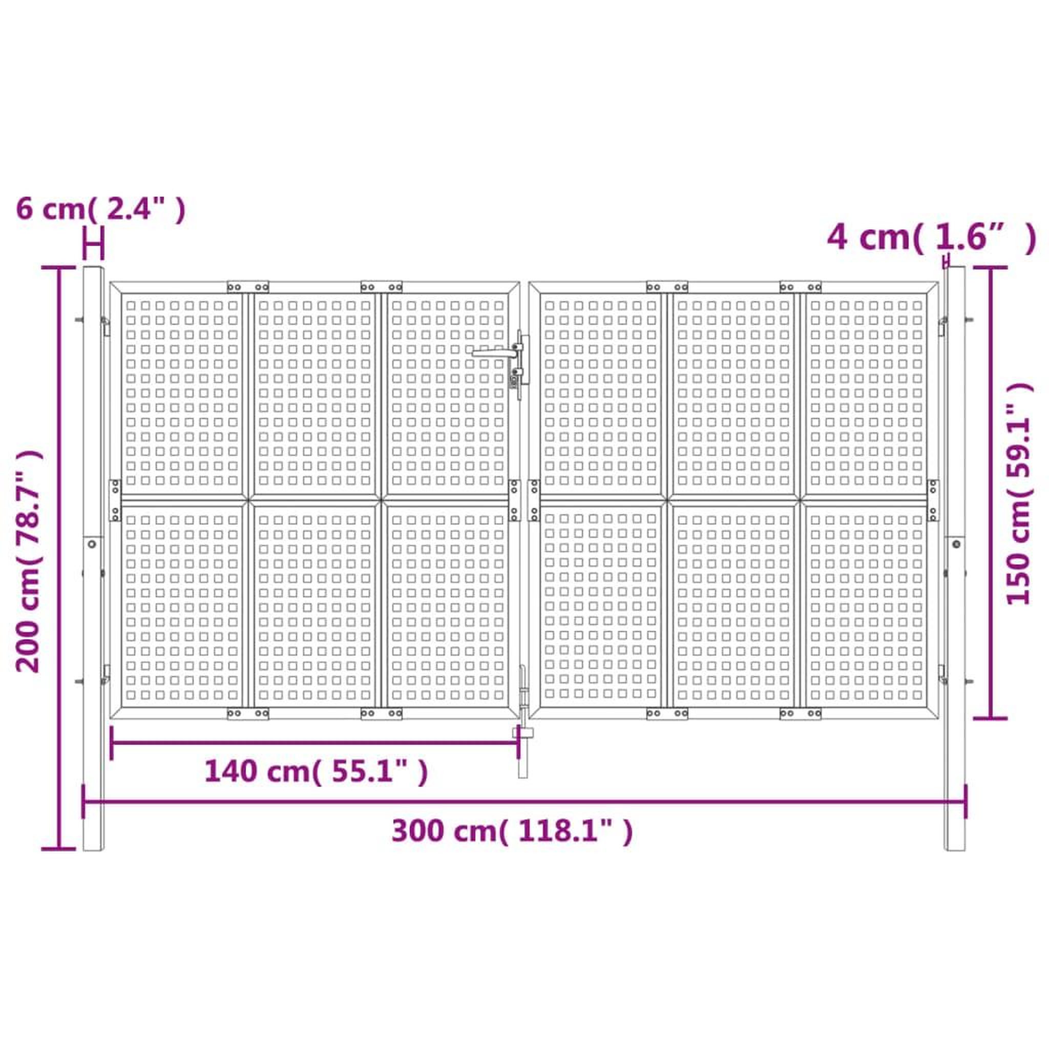 Voir la diapositive 6 : VIDAXL Portail de jardin anthracite 300 x 150 cm acier