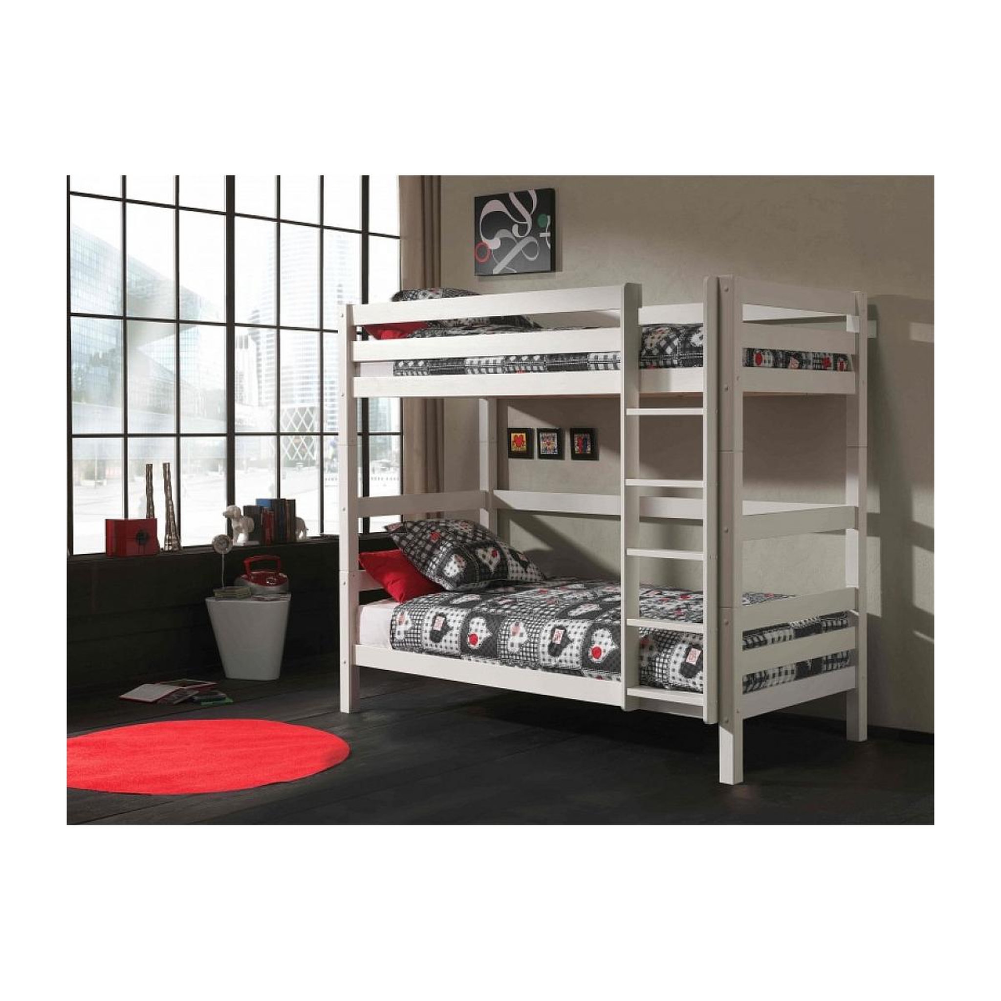 Voir la diapositive 2 : Paris Prix Lit enfant superposé haut  pino  90x200cm blanc