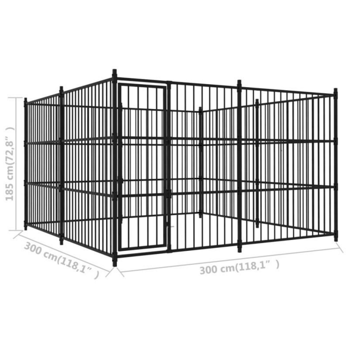 VIDAXL Chenil d extérieur pour chiens 300 x 300 x 185 cm