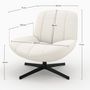 Voir la diapositive 4 : Rendez vous déco Fauteuil pivotant en tissu bouclé blanc cassé - Elvis