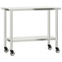 Voir la diapositive 4 : VIDAXL Table de travail de cuisine avec etagere 110x55x150 cm inox