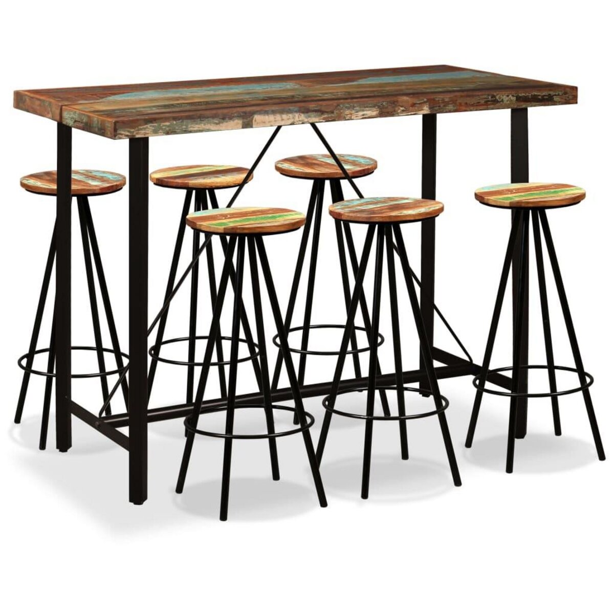 VIDAXL Ensemble de bar 7 pcs Bois massif recycle