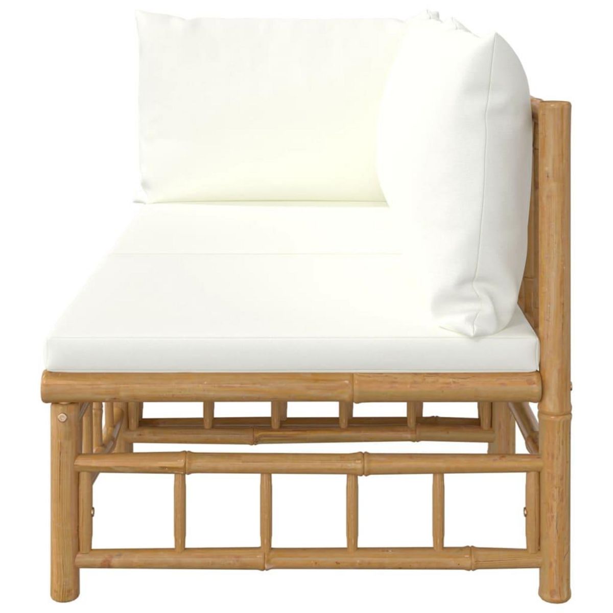 VIDAXL Salon de jardin 2 pcs avec coussins blanc creme bambou
