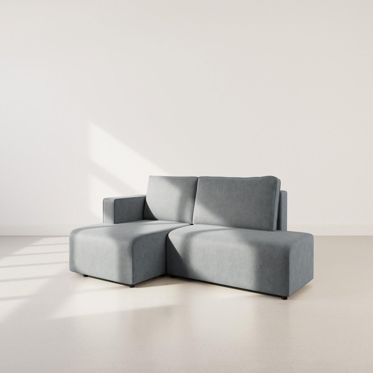 BEST MOBILIER Topaze - canapé d'angle gauche 4 places convertible avec coffre en velours côtelé