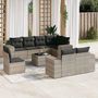 Voir la diapositive 1 : VIDAXL Salon de jardin 9 pcs avec coussins gris clair resine tressee