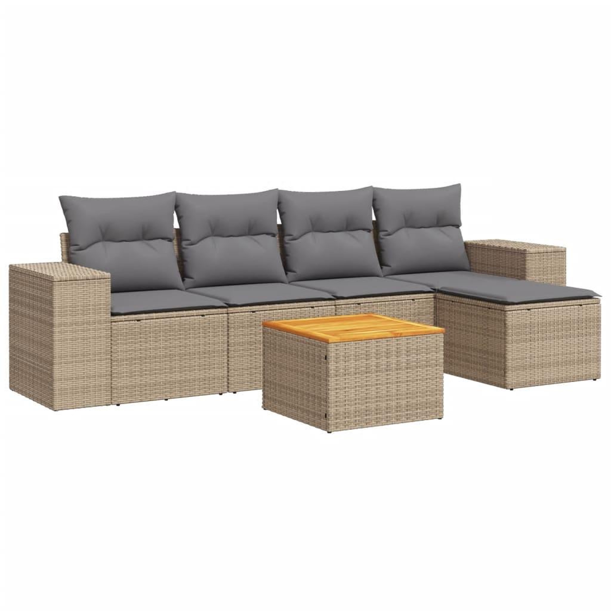 Voir la diapositive 2 : VIDAXL Salon de jardin avec coussins 6 pcs beige resine tressee