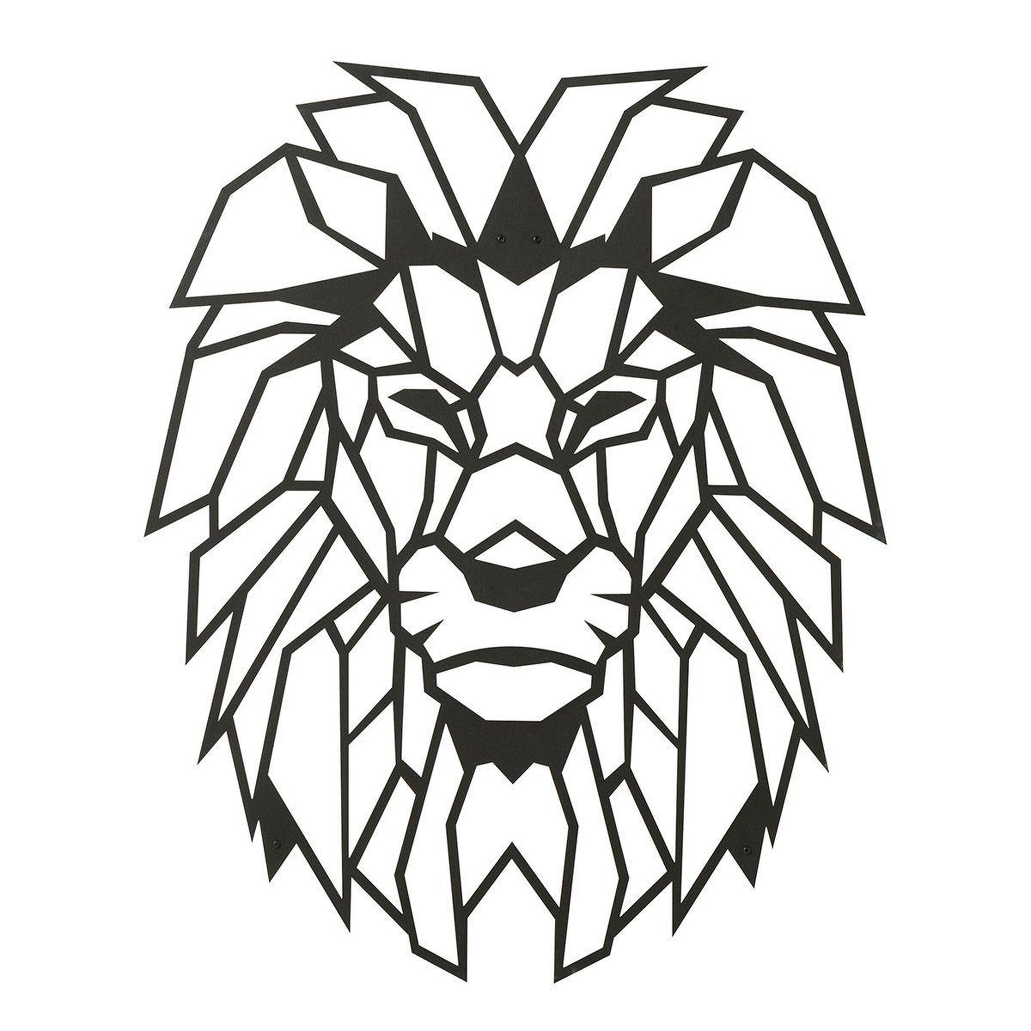 Voir la diapositive 1 : J-LINE Décoration murale en métal  lion  91cm noir