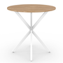 Voir la diapositive 3 : ID MARKET Table à manger ronde ALIX 4 personnes pied araignée bois et blanc 80 cm