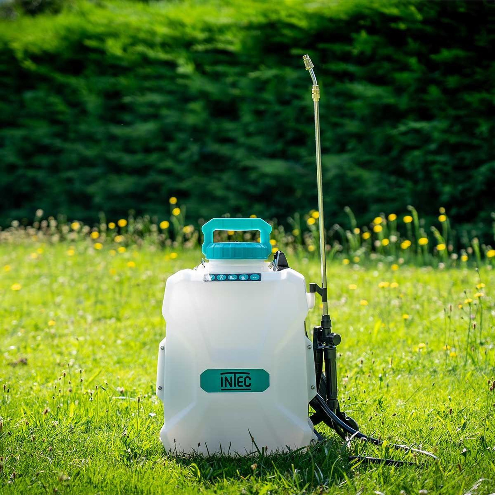 Voir la diapositive 6 : INTEC Pulvérisateur à batterie 20v 12l batterie lithium 4.0ah chargeur 2 lances fibre et inox 4 buses intec
