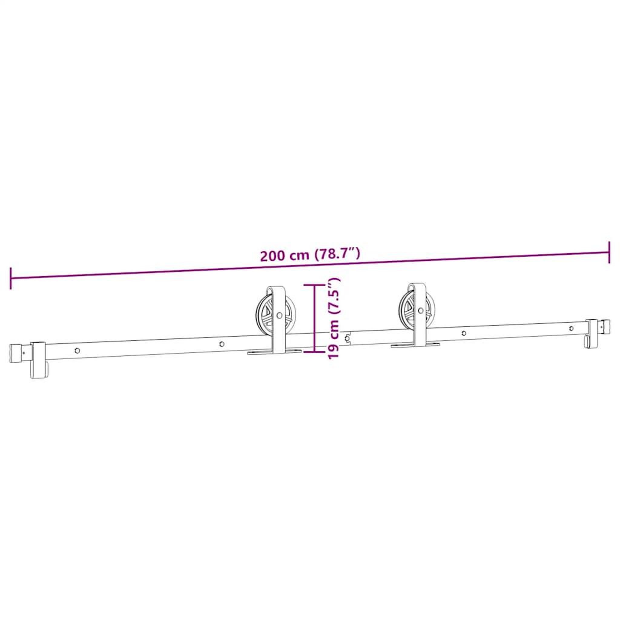 Voir la diapositive 6 : VIDAXL Kit de quincaillerie de porte coulissante 200 cm Acier Noir