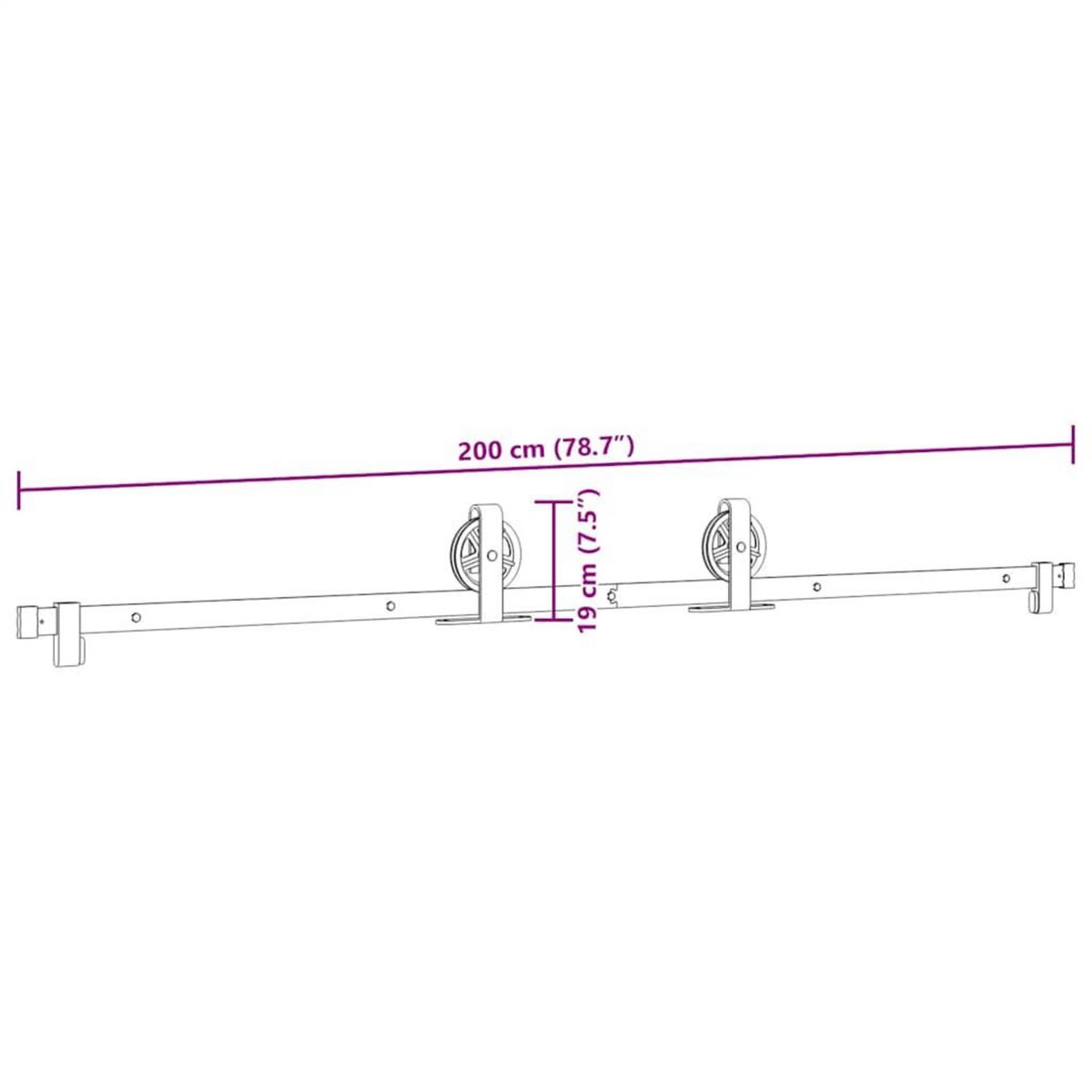 VIDAXL Kit de quincaillerie de porte coulissante 200 cm Acier Noir