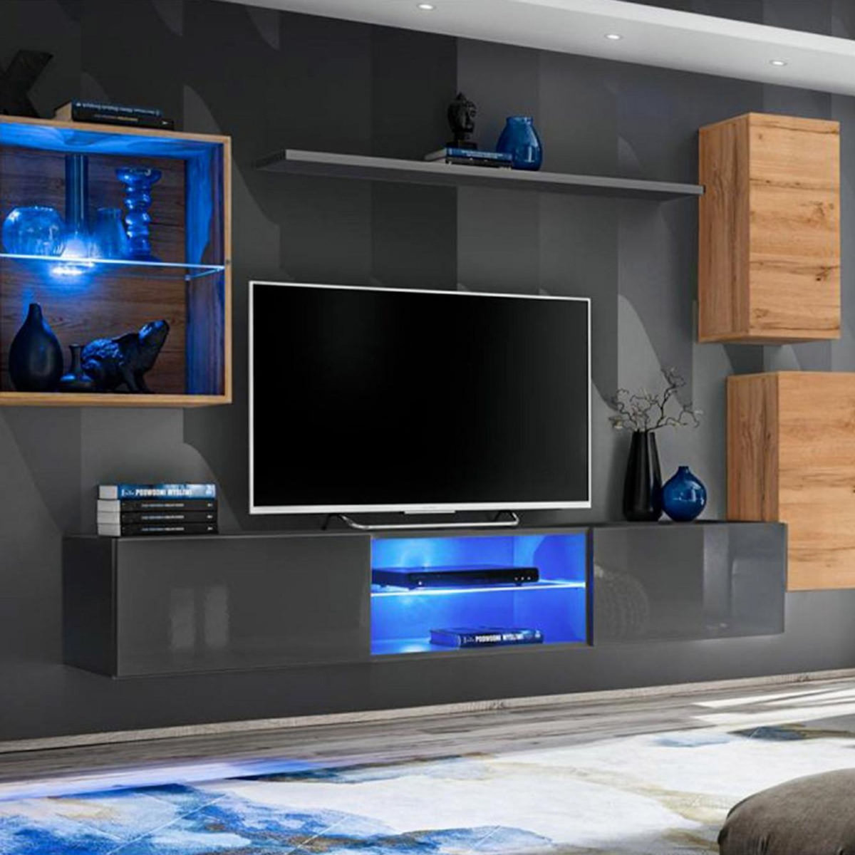 Paris Prix Ensemble Meuble TV  Switch XXIII  250cm Naturel & Gris