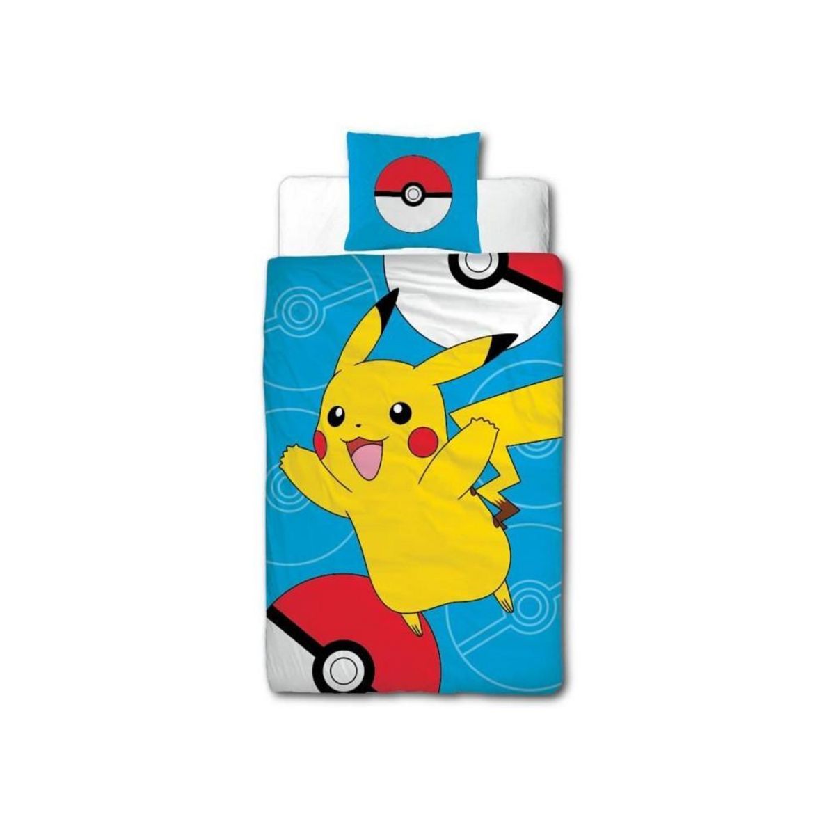 Pokemon Parure de lit - POKEMON - Pikachu III - Microfibre - 1 housse de couette 140 x 200 cm + 1 taie 63 x 63 cm