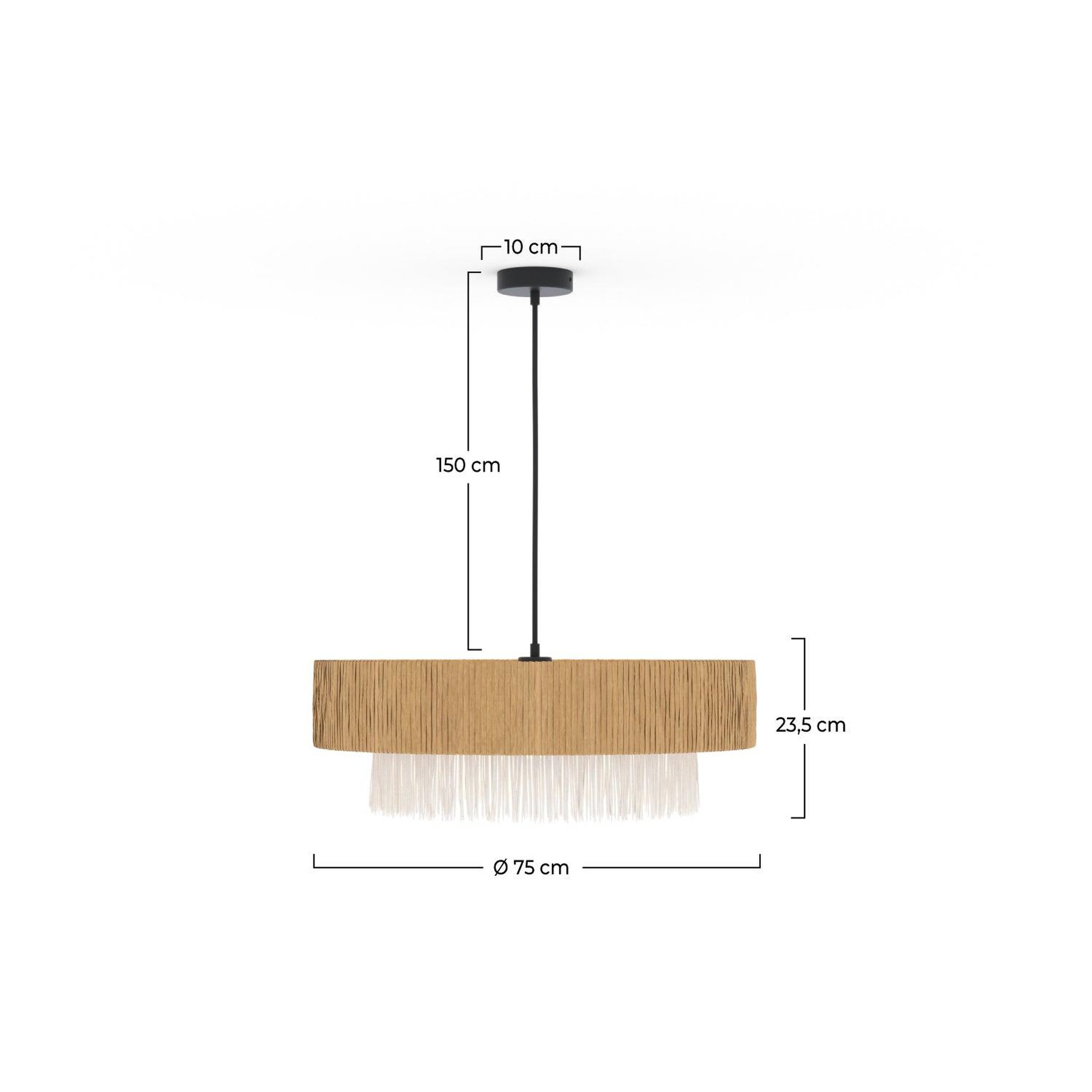 Voir la diapositive 4 : MAISON PAVANE Suspension ronde en raphia 75 cm-Solara