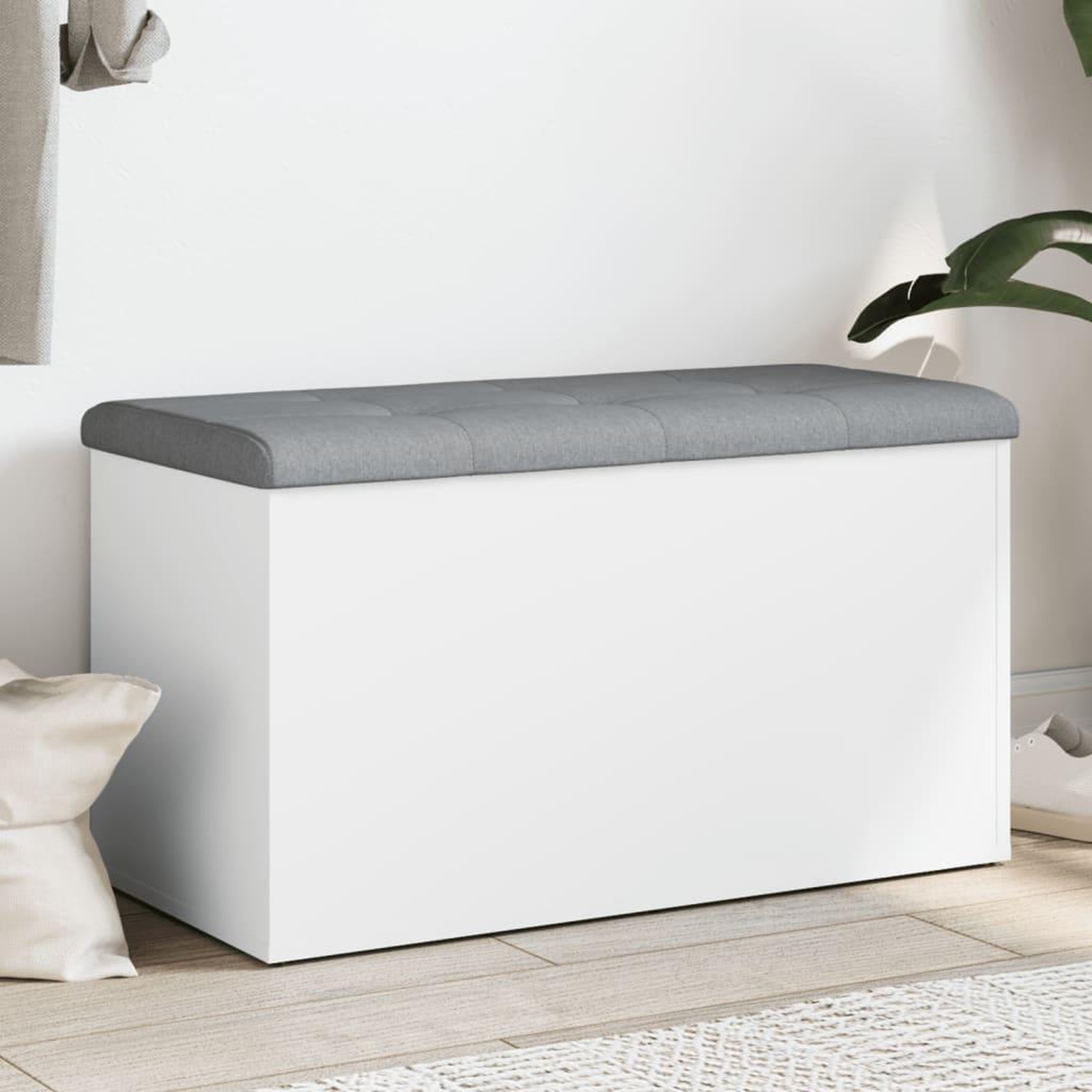 VIDAXL Banc de rangement blanc 82x42x45 cm bois d'ingenierie