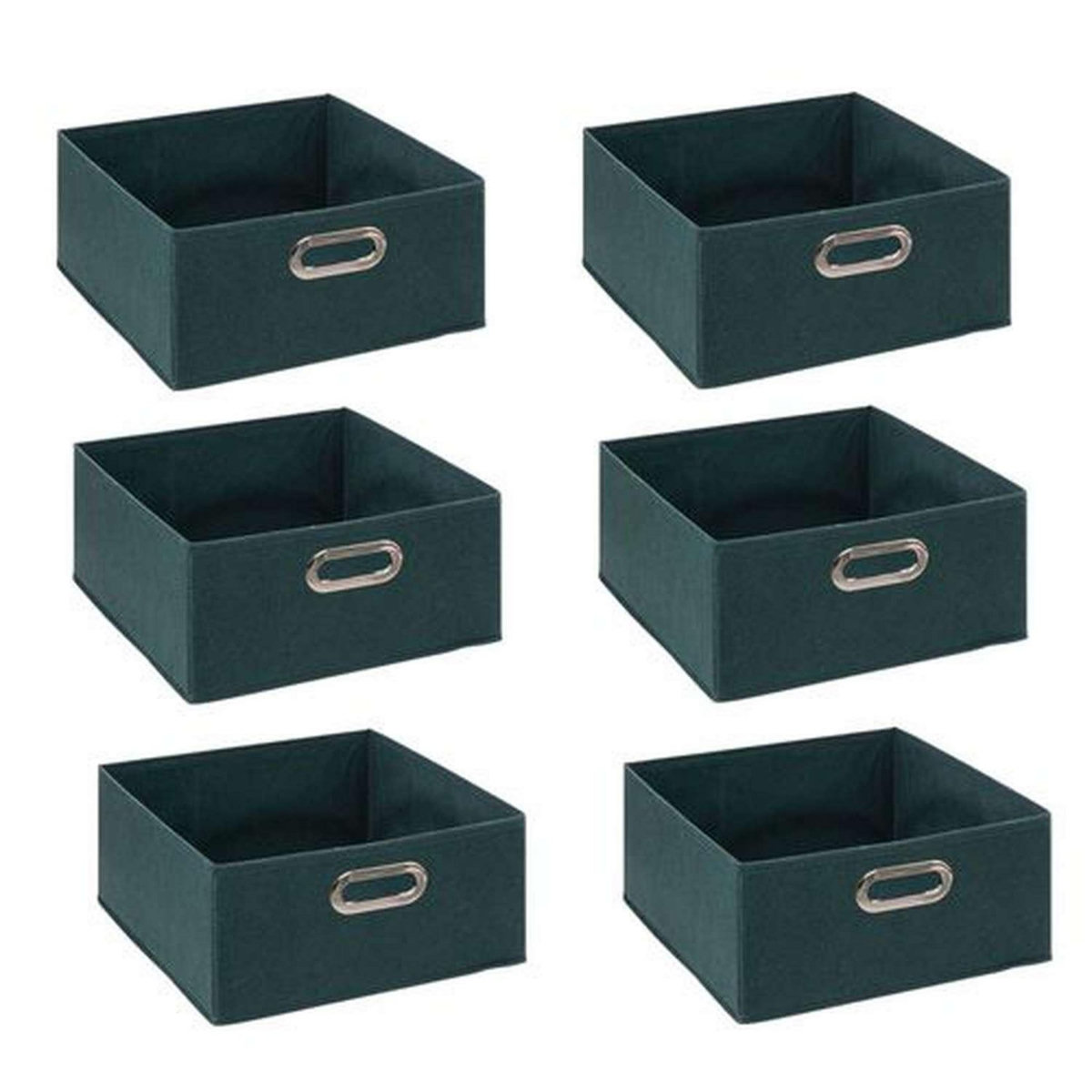 FIVE Lot de 6 boites de rangement en tissu - 31x31x15cm - Bleu Pétrol