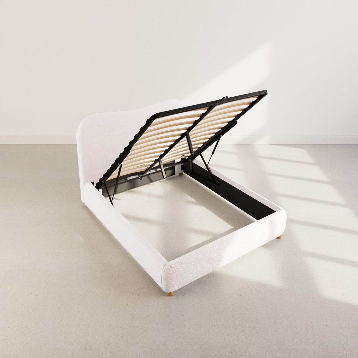 BEST MOBILIER Hugo - lit coffre - 160x200 cm - en tissu bouclette