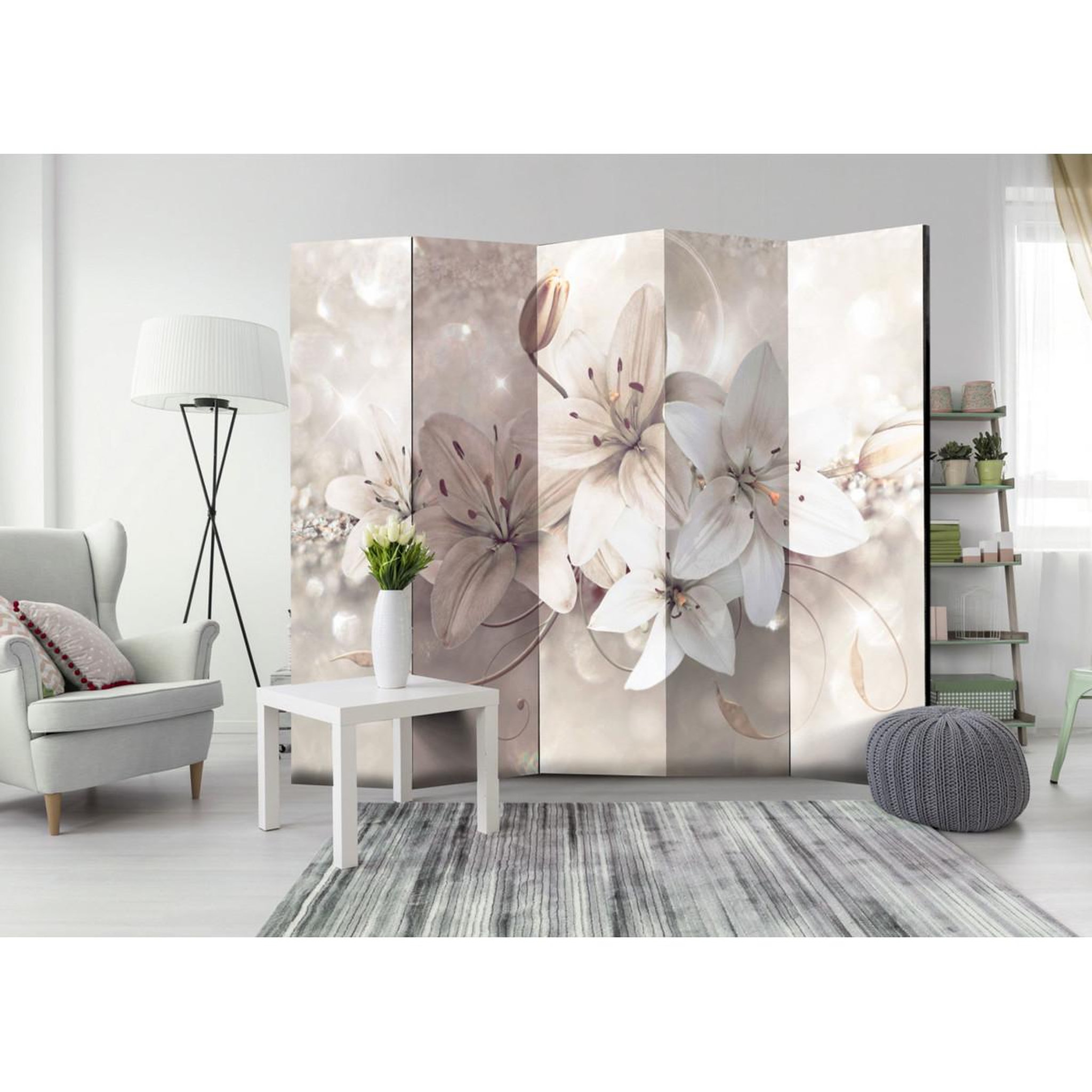 Voir la diapositive 2 : Paris Prix Paravent 5 volets  diamond lilies  172x225cm