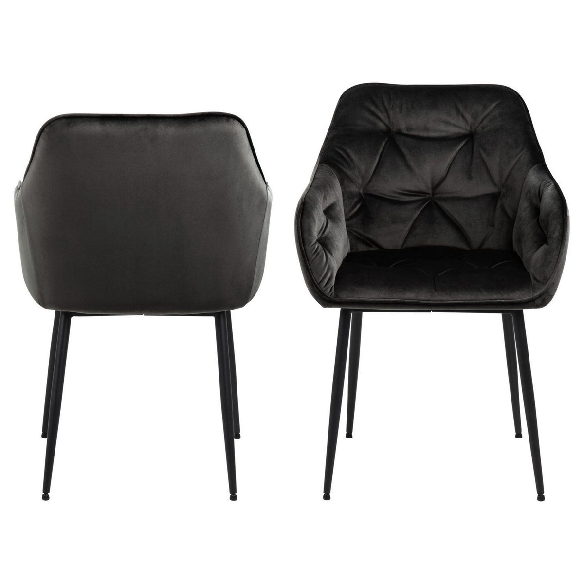 TOILINUX Lot de 2 Chaises de salle à manger Florie avec accoudoirs effet velours