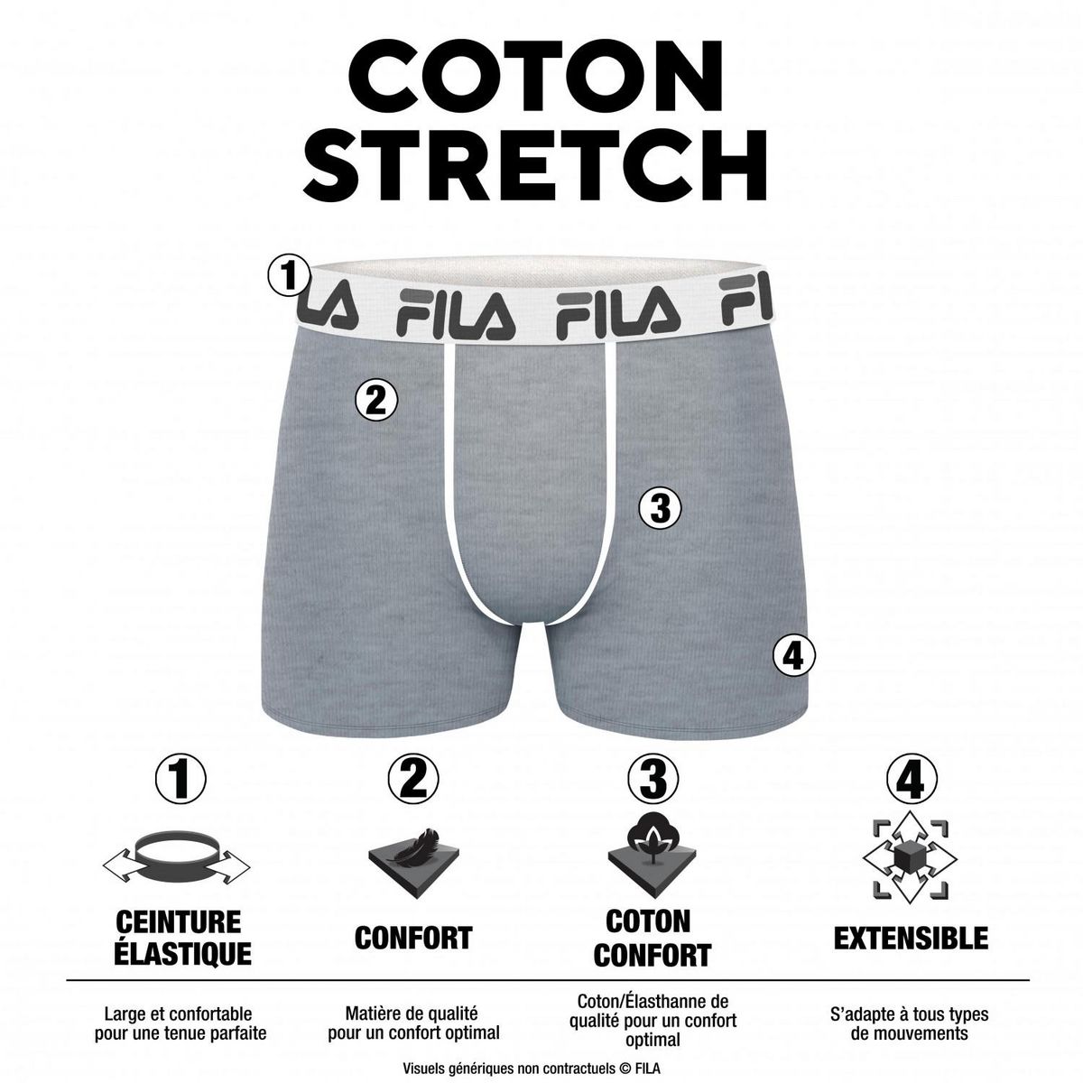 FILA Lot de 2 Boxers coton homme FU5016