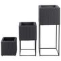 Voir la diapositive 2 : VIDAXL Lits sureleves de jardin 3 pcs Resine tressee Noir