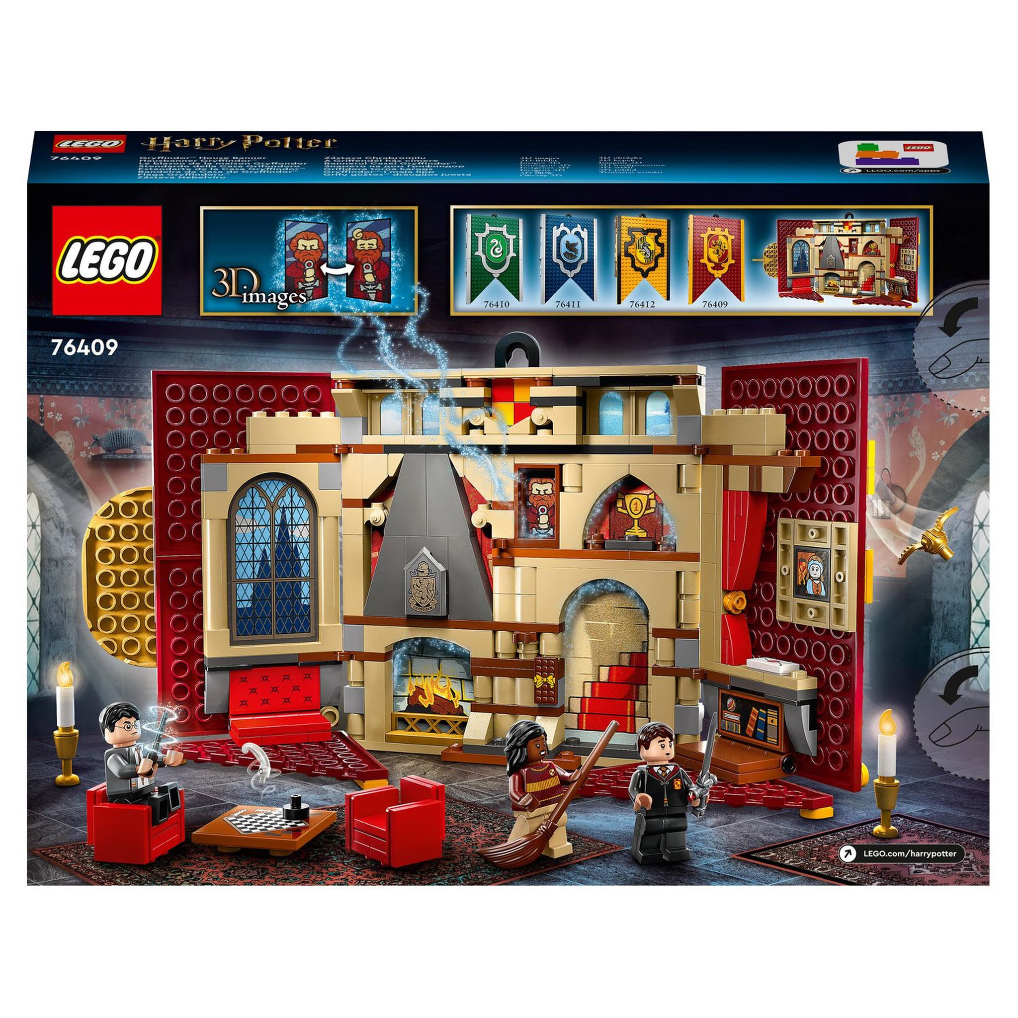 Voir la diapositive 9 : LEGO Harry Potter 76409 - Le blason de la maison Gryffondor, jouet avec 3 Minifigurines, Décoration Murale de la Salle Commune du Château de Poudlard, Collection