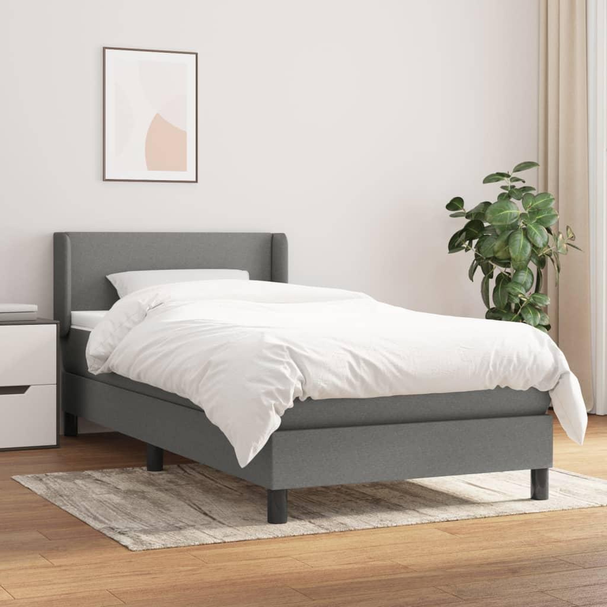 Voir la diapositive 2 : VIDAXL Sommier a lattes de lit avec matelas Gris fonce 80x200 cm Tissu