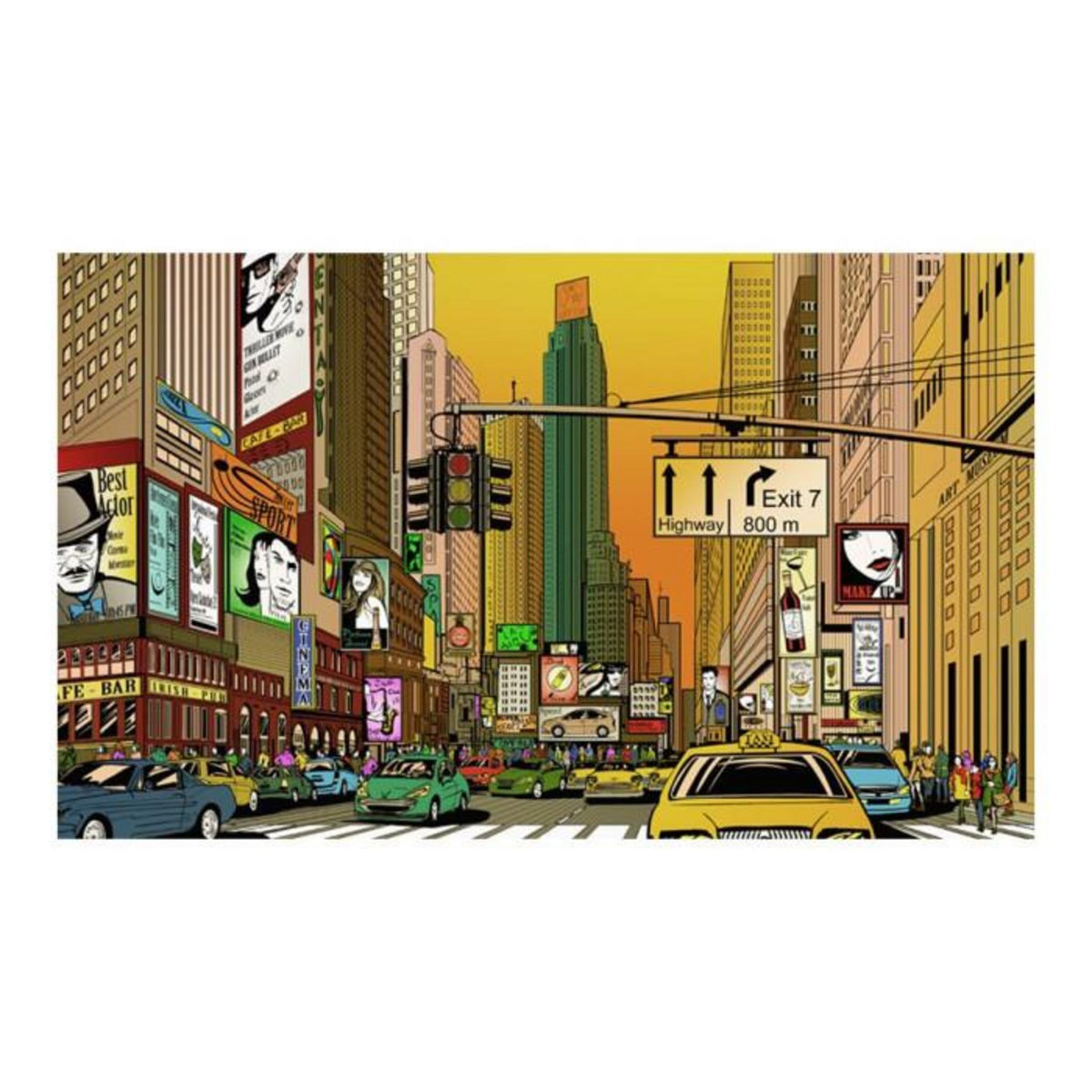 Paris Prix Papier Peint  Ville Animée NY II  270x450cm