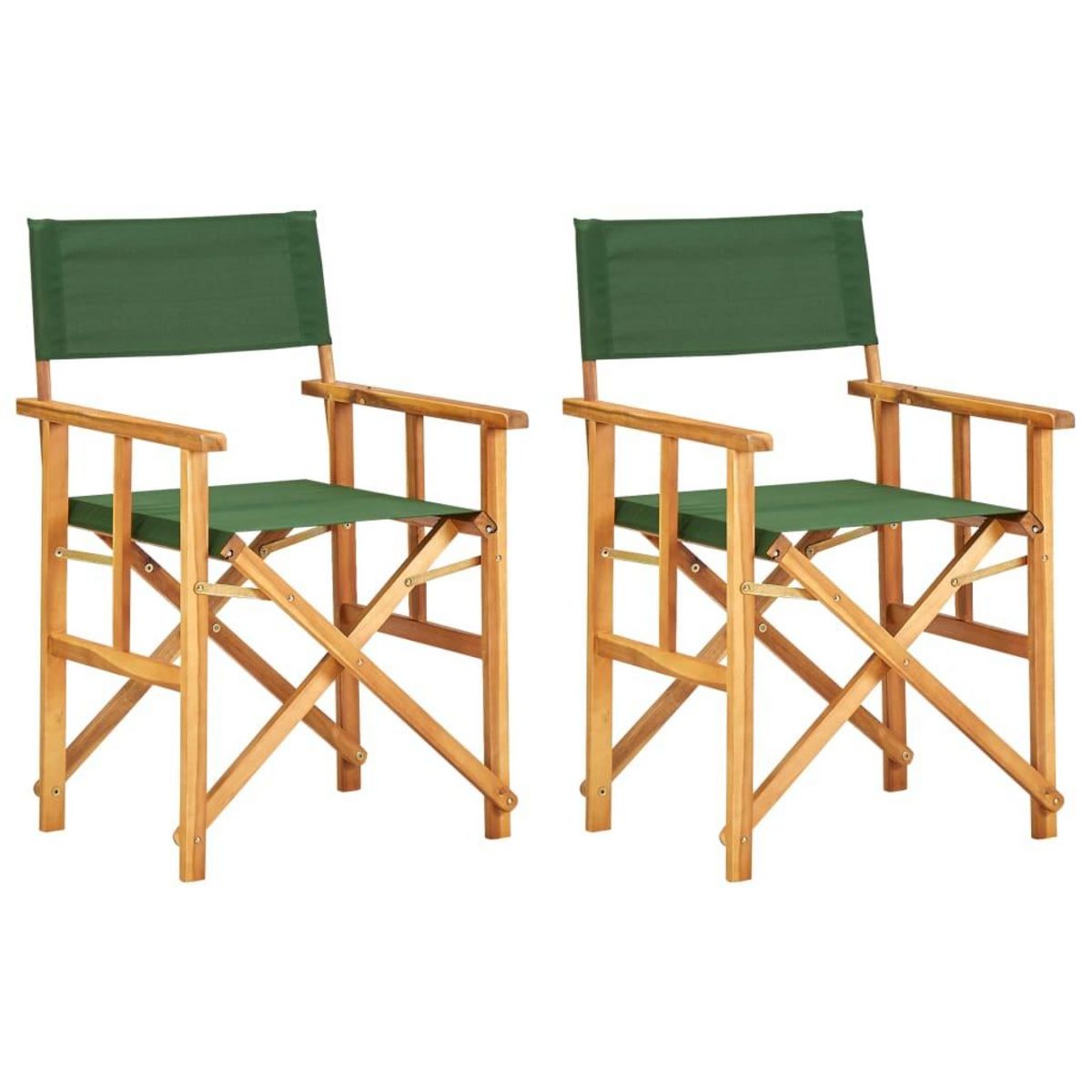 VIDAXL Chaises de metteur en scene lot de 2 bois massif d'acacia vert