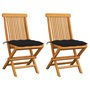 Voir la diapositive 1 : VIDAXL Chaises de jardin et coussins noir lot de 2 Bois de teck massif